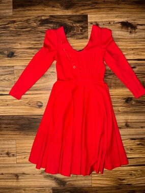 Rue 107 Vibrant Red Long-Sleeve Fit & Flare Dress. NWOT